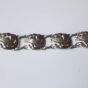 Sterling Silver Dove Vintage Art Nouveau Danish Modernist Bracelet